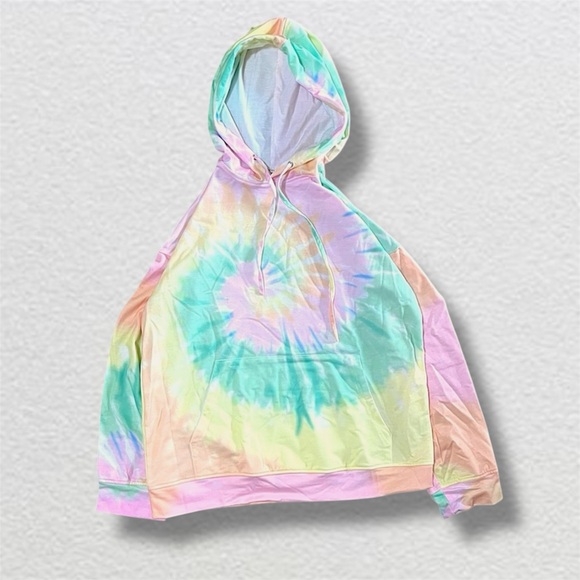 Source Unknown Tops - Lightweight Colorful Pastel Tie-Dye Hoodie XL